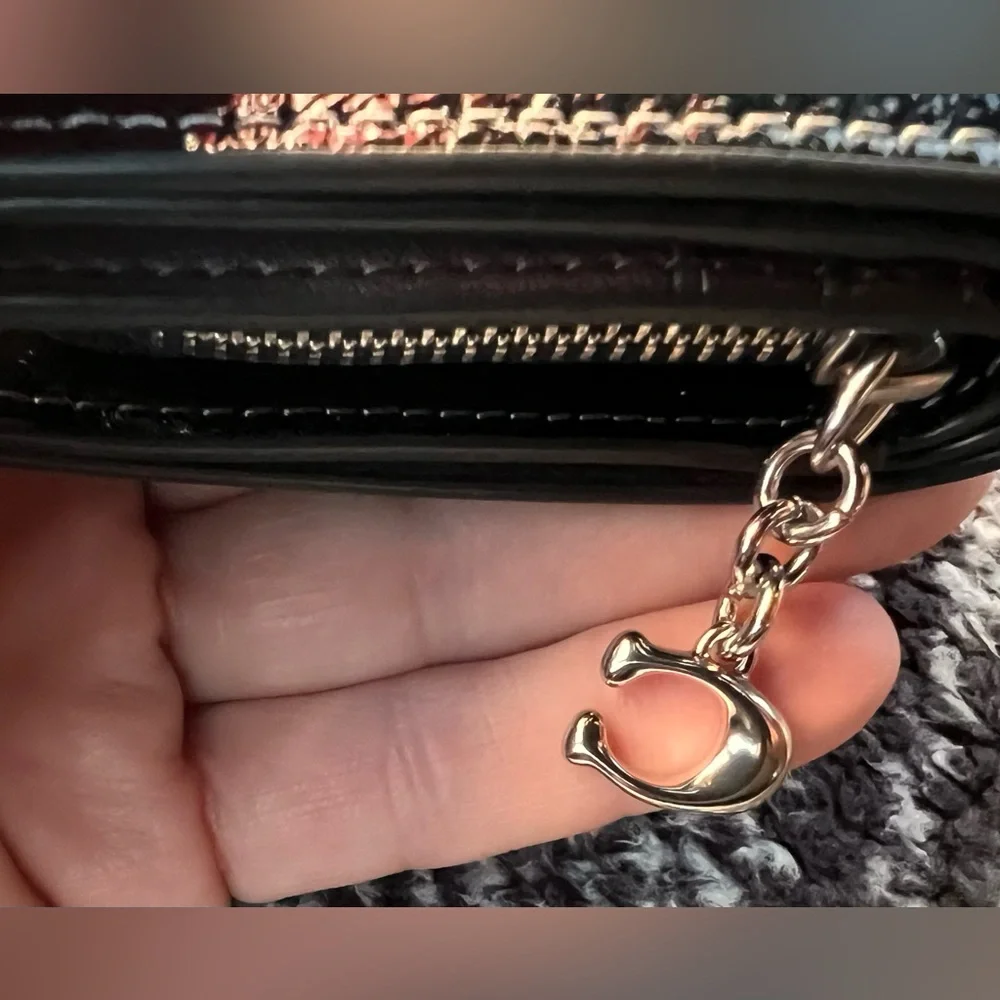 Coach Black Patent Crinkle Snap Wallet - Picture 7 of 8
